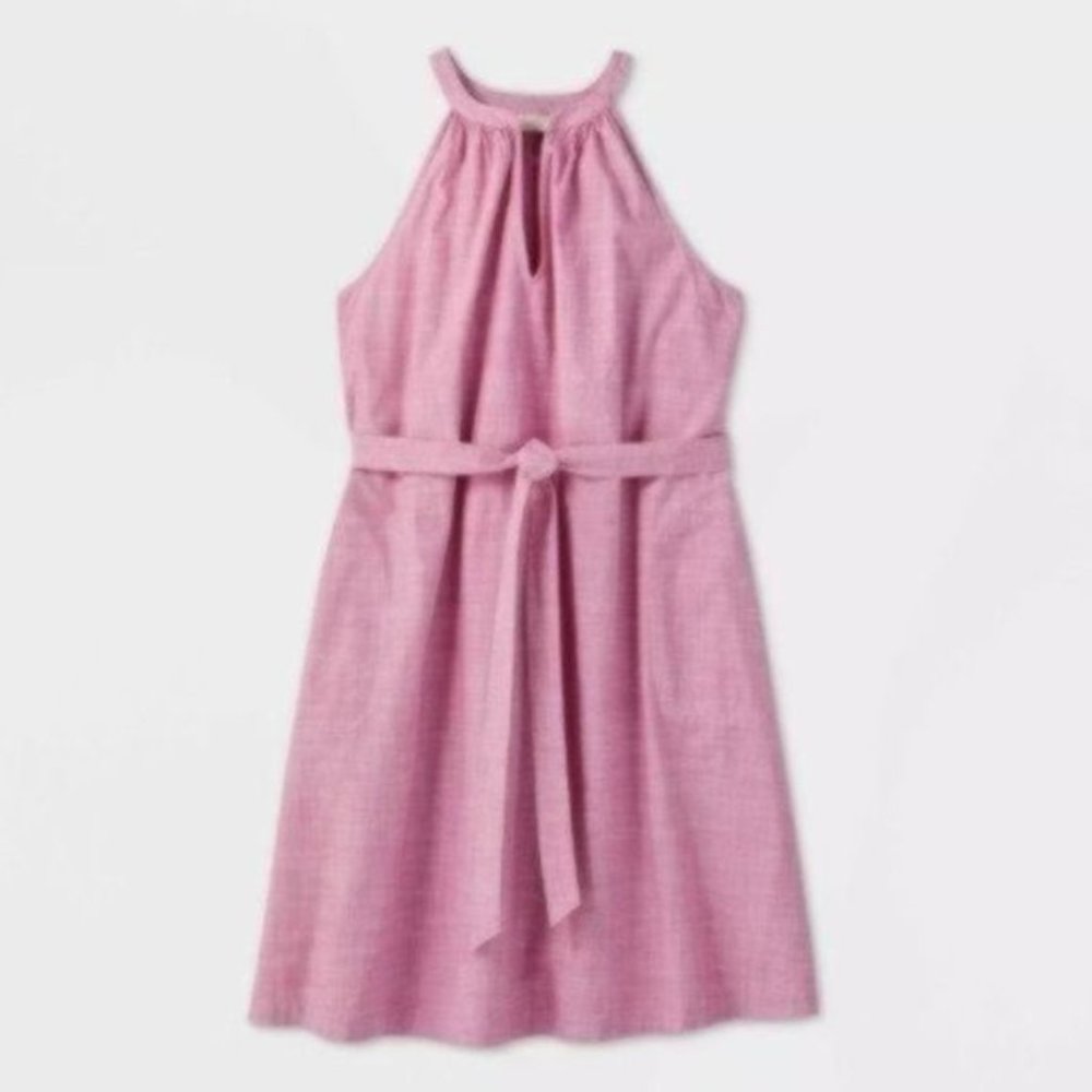 NWT A New Day Tie Waist Halter Midi Dress Purple Size L